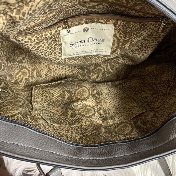 Seven Days Lifestyle and Dreams Large Shoulder Bag Vegan Gray - Picture 6 of 12